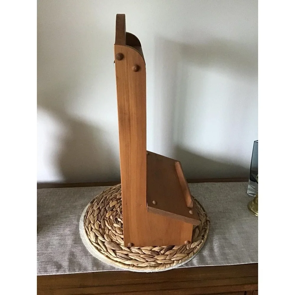 Vintage Wooden Cookbook Stand w/ Drawer Wall Mount Book Rest Farmhouse Decor